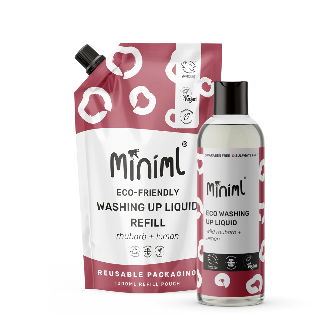 Packaged Refill Miniml Washing Up Liquid - Wild Rhubarb & Lemon