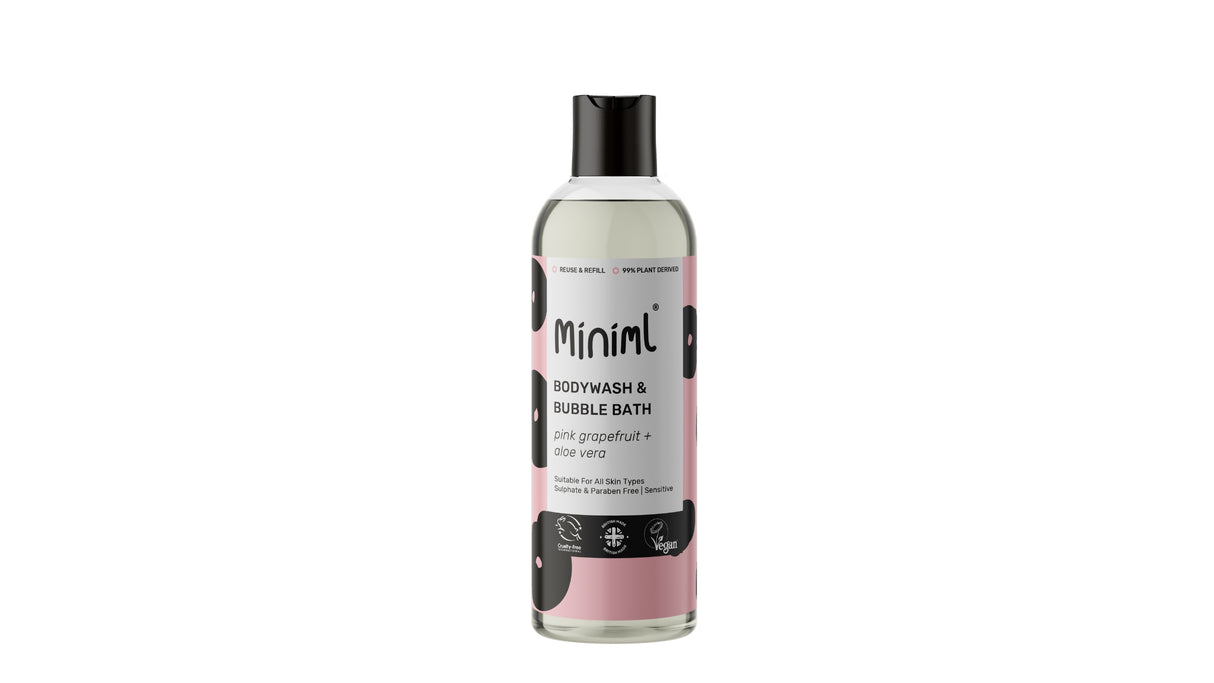 Miniml Bodywash & Bubble Bath - Pink Grapefruit & Aloe Vera - Packaged refill